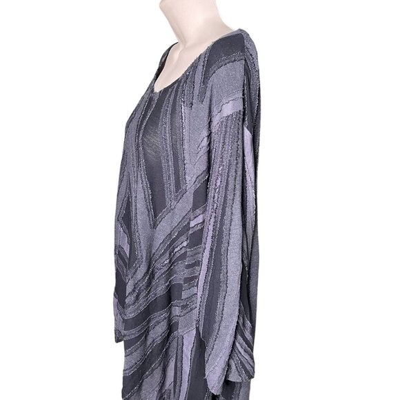 Simply Vera Woman Frayed Edge Strip Blouse Handkerchief Hem Dress Plus Size 3X u - Picture 4 of 8